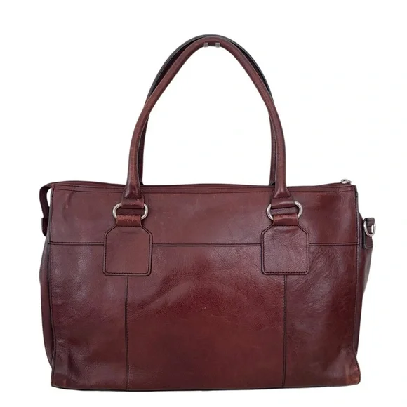 Wilsons Leather Computer Bag Attache 100% Genuine Leather Oxblood Red/Brown - Picture 2 of 13